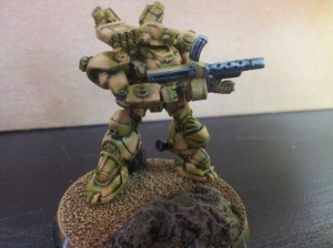 Stage 4: Camouflage complete and gun painted. Base is pretty much done.